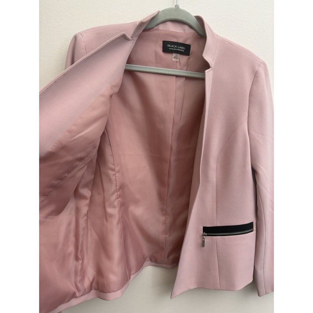 Evan-Picone Women's Blush Pink Blazer Mandarin Collar Size 12 Open Jacket - Picture 8 of 12